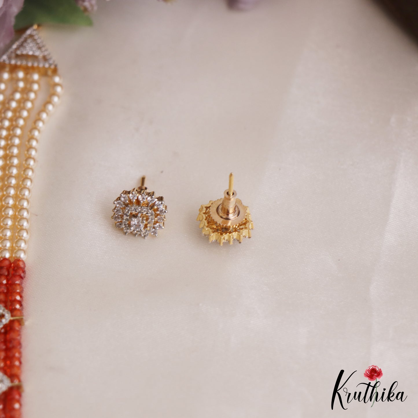 Trendy Multi Layered Crystal & Pearl Haaram With Floral Accents LH2129 (Available In 4 Colors)