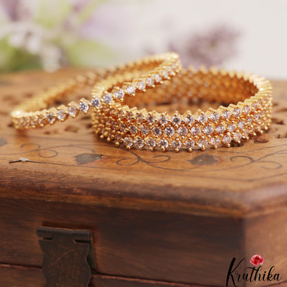 Sparkling Gold-Tone Kids CZ Bangles B546 (Set Of 4 Bangles)