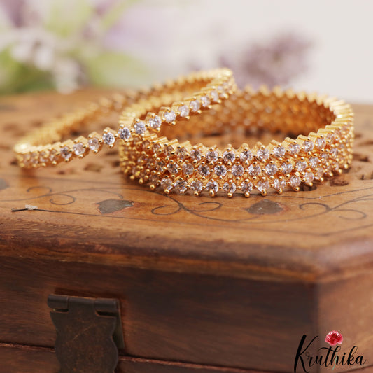 Sparkling Gold-Tone Kids CZ Bangles B546 (Set Of 4 Bangles)