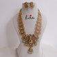 Premium Temple Lakshmi Jadau Haaram with Pastel Green Beads Drops LH1997
