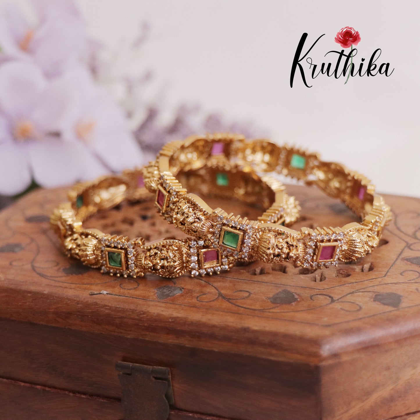 Beautiful AD Lakshmi Victorian Bangles B309 (Set of 2 Bangles)