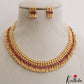 Beautiful Gold-Tone Kemp Stone Choker With Golden Bead Drops NC3094