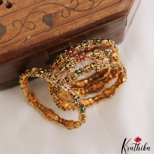 Classic Antique Lakshmi Motifs Kids Temple Bangles B545 (Set Of 4 Bangles)