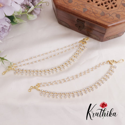 Simple CZ Sparkling Earchains EC137