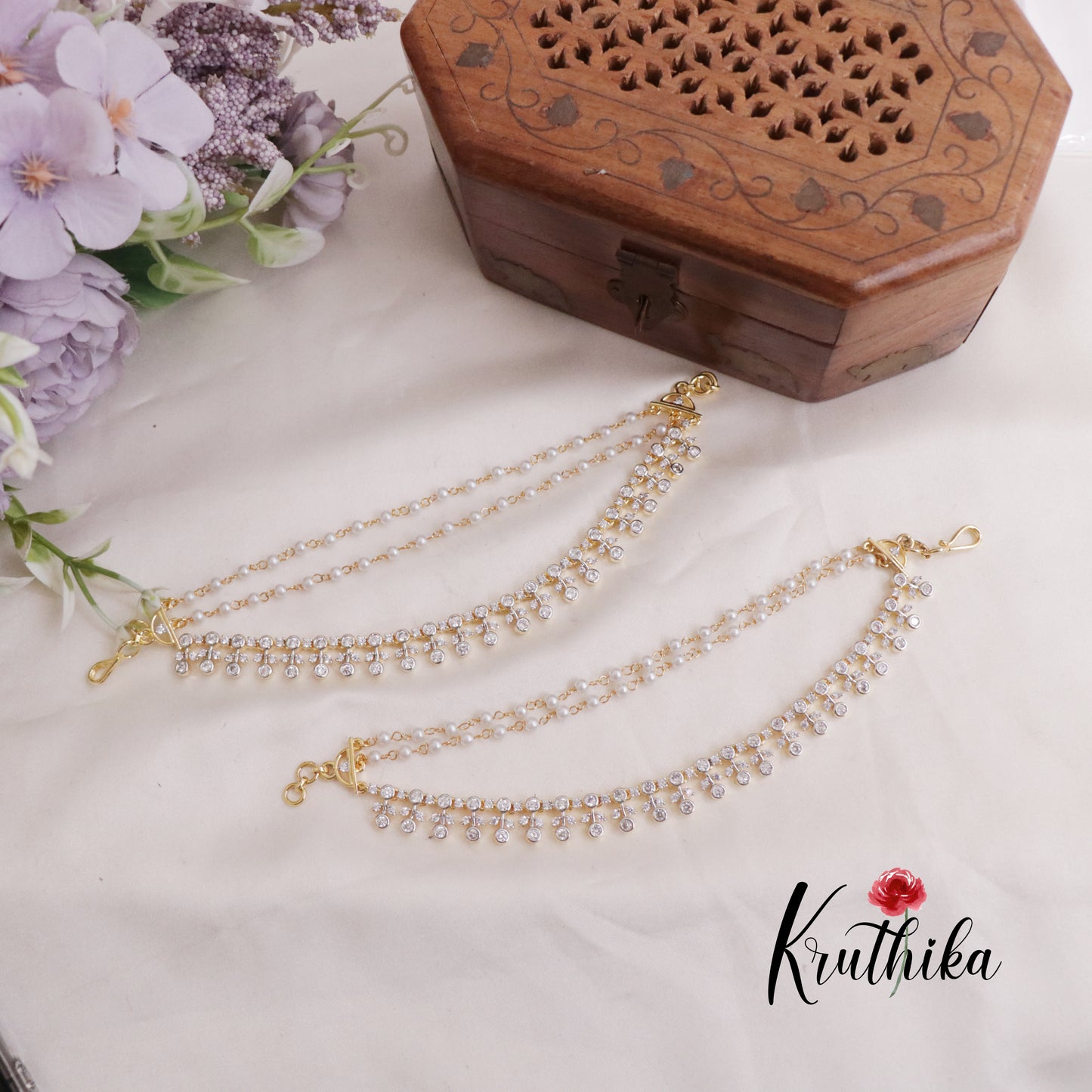 Simple CZ Sparkling Earchains EC137