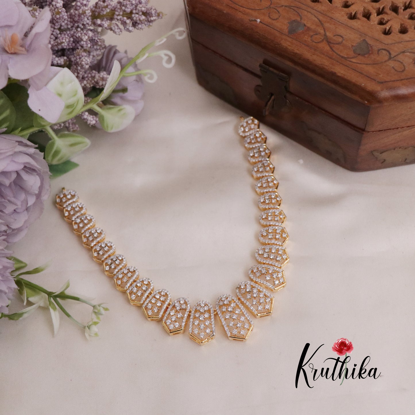 Trendy CZ Sparkling American Diamond Studded Necklace NC2405