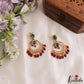 Trendy Floral Motifs Chandbali Earrings With Bead Drops E1202 (Available In 2 Colors)