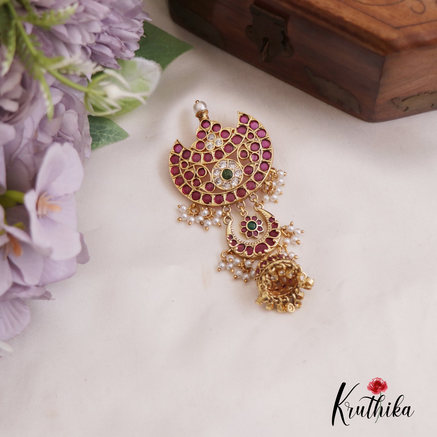 Stunning Floral Motifs Jhumka Jadau Jada Billa J342