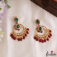 Trendy Floral Motifs Chandbali Earrings With Bead Drops E1202 (Available In 2 Colors)
