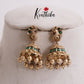 Trendy Peacock Jhumka with Golden Beads E748