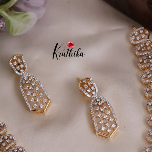 Trendy CZ Sparkling American Diamond Studded Necklace NC2405