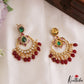 Trendy Floral Motifs Chandbali Earrings With Bead Drops E1202 (Available In 2 Colors)