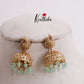Gorgeous Peacock Jhumkas with Pastel Green Beads Drops E752