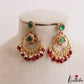 Trendy Floral Motifs Chandbali Earrings With Bead Drops E1202 (Available In 2 Colors)