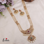 Trendy AD Peacock Victorian Haaram with Pearl Drops LH1963