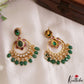 Trendy Floral Motifs Chandbali Earrings With Bead Drops E1202 (Available In 2 Colors)