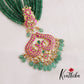 Trendy Multi-Layer Emerlad Beads Haaram with Peacock Heart-Shaped Pendant LH1985