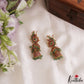 Classic Pearl Border Mango Motifs Kemp Jhumkas With Green Bead Drops E1203
