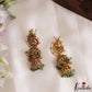 Classic Pearl Border Mango Motifs Kemp Jhumkas With Green Bead Drops E1203