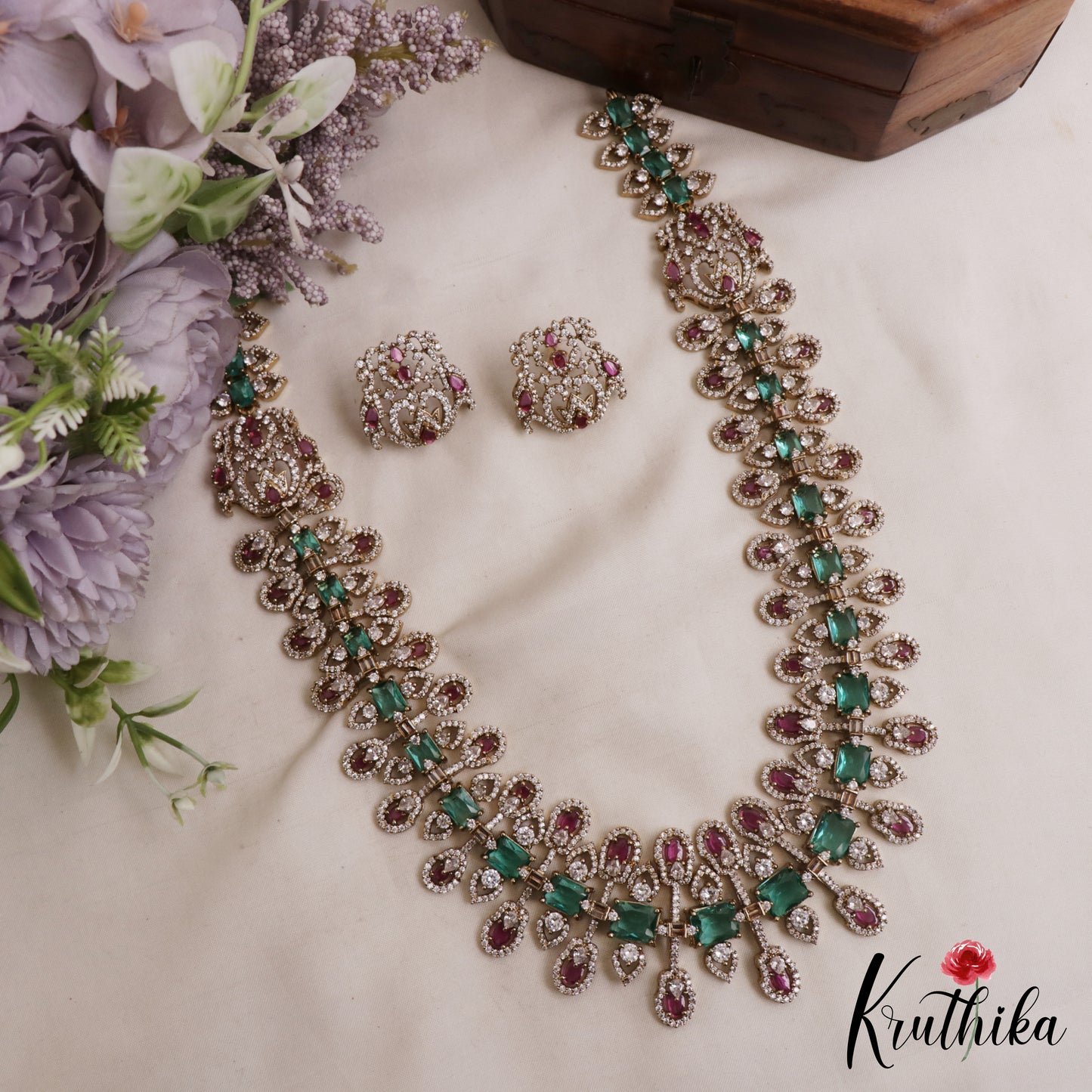 Stunning Teardrop Square Motifs CZ Victorian Haaram LH2122