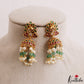 Elegant Peacock Motifs Kemp Jhumkas With Pearl Bead Drops E1204