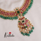 Beautiful Antique Jadau Floral Necklace with Green Beads Drops NC2410