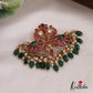 Beautiful Peacock Motifs Kemp Jada Billa With Green Bead Drops J349