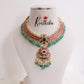 Beautiful Antique Jadau Floral Necklace with Green Beads Drops NC2410
