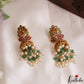 Elegant Peacock Motifs Kemp Jhumkas With Pearl Bead Drops E1204