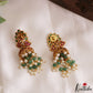 Elegant Peacock Motifs Kemp Jhumkas With Pearl Bead Drops E1204
