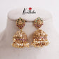 Beautiful Lakshmi Peacock Jhumkas with Golden Beads Drops E753