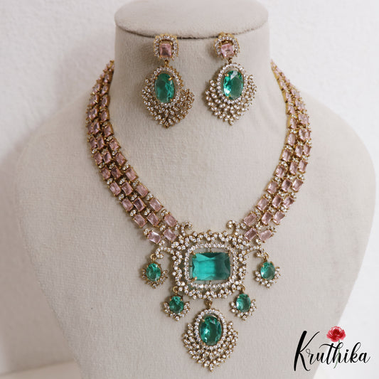 Gorgeous Geometric Motifs AD Victorian Necklace NC3062