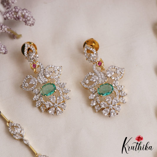 Sparkling Peacock Motifs CZ Victorian Necklace NC3063