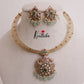 Beautiful AD Victorian Jadau Peacock Hasli Necklace with Beads Drops NC2343 (Available in 2 colours)