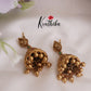 Trendy AD Lakshmi Jhumkas with Golden Beads Drops E754
