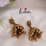 Trendy AD Lakshmi Jhumkas with Golden Beads Drops E754