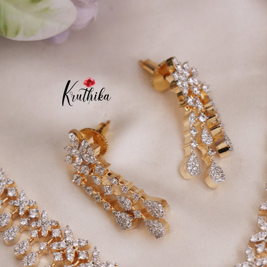 Elegant CZ Dangling Drop Necklace Set NC2407