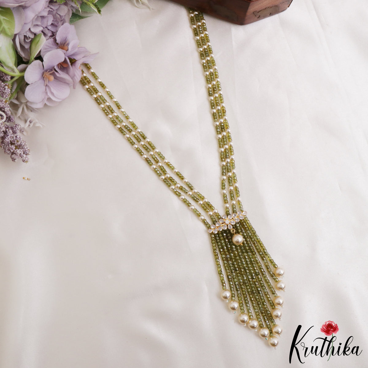 Royal Beaded Layered Necklace with Pearl Drops LH2224