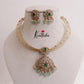 Simple AD Victorian Jadau Peacock Hasli Necklace with Beads Drops NC2342 (Available in 3 Colours)