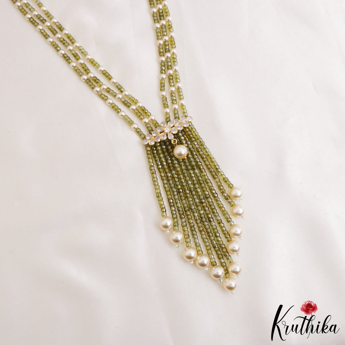 Royal Beaded Layered Necklace with Pearl Drops LH2224