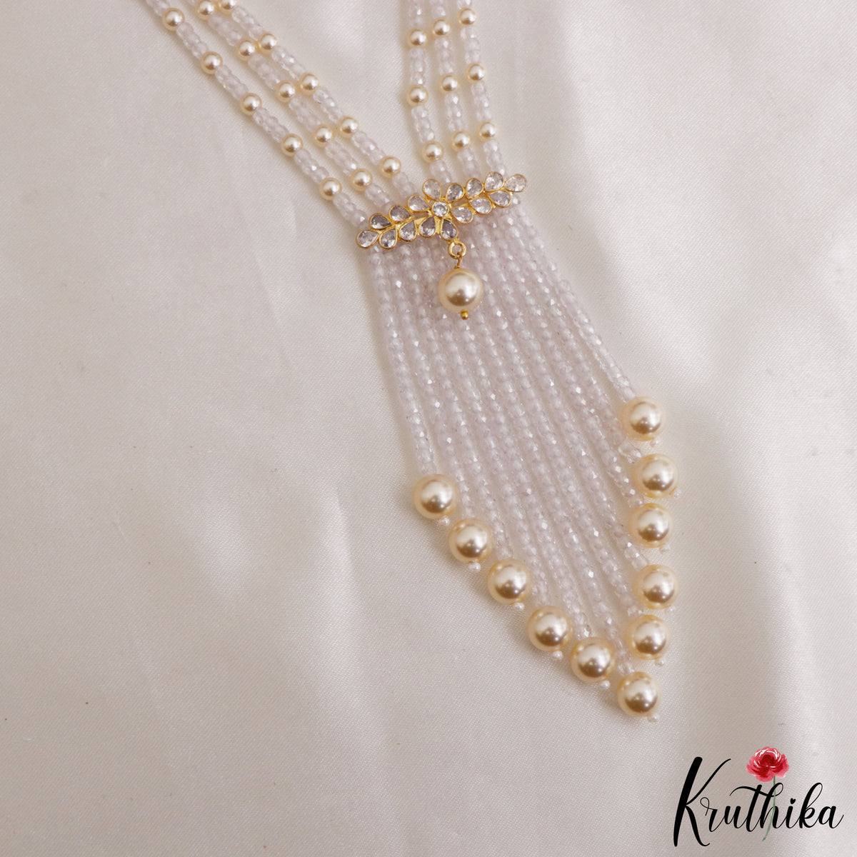 Royal Beaded Layered Necklace with Pearl Drops LH2224
