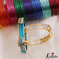 Beautiful Openable CZ Frame Bangle With 12 in 1 Interchangeable Color Bangles B544
