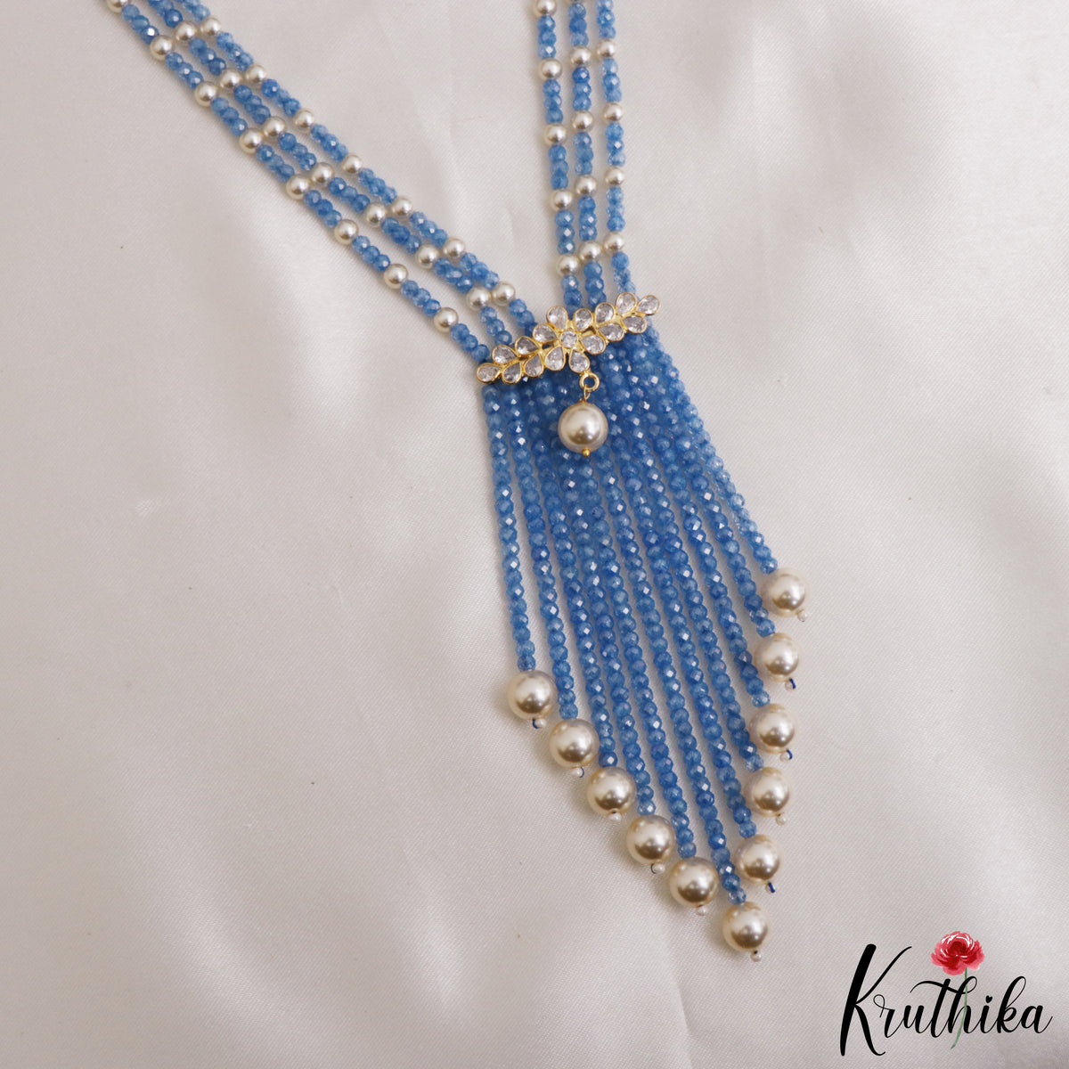 Royal Beaded Layered Necklace with Pearl Drops LH2224