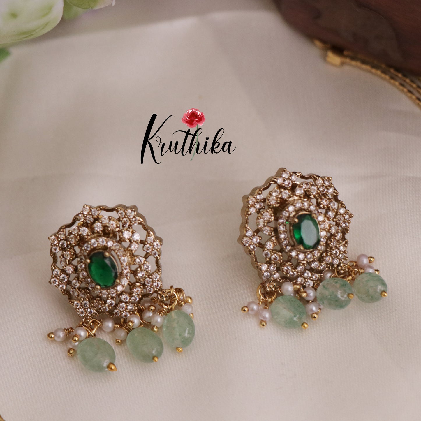 Simple AD Victorian Jadau Peacock Hasli Necklace with Beads Drops NC2342 (Available in 3 Colours)