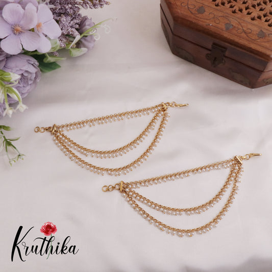 Beautiful Three Layer Pearl Earchains EC27