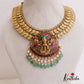 Premium Antique Nagas Lakshmi Kasu Necklace With Green Bead Drops NC2685