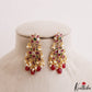 Trendy Floral Motifs Kemp Earrings With Pearl Bead Drops E1211 (Available In 2 Colors)