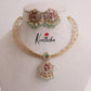 Pretty AD Victorian Jadau Hasli Necklace with Beads Drops NC2344 (Available in 2 Colours)
