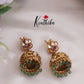 Elegant Antique Kundan Jhumka Earrings with Green Bead Drops E760