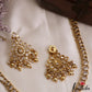 Sparkling Teardrop Motifs CZ Necklace With Pearl Bead Drops NC3097